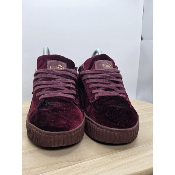 Size 7.5 PUMA Fenty x Velvet Creeper Burgundy Rihanna Royal Shoes Women Sneakers - Picture 2 of 7
